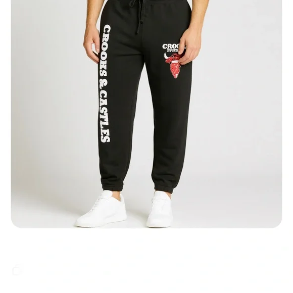 5X Mens Brand New Crooks & Castles Black Jogger Pants